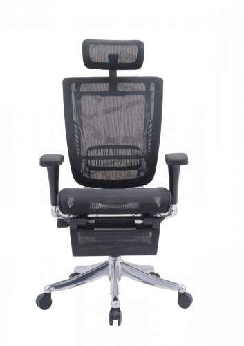 Ортопедическое кресло Expert Spring Чёрное с подножкой
